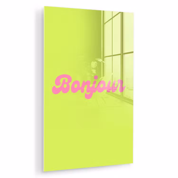 Glas schilderij - Groen - Roze bonjour - Retro — 1