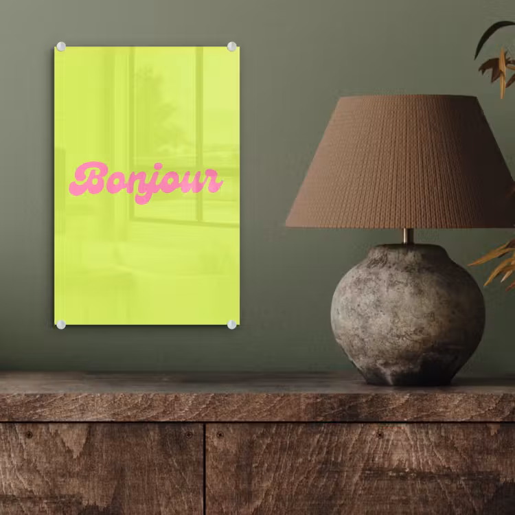 Glas schilderij - Groen - Roze bonjour - Retro — 4