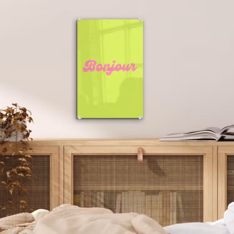 Glas schilderij - Groen - Roze bonjour - Retro — 5