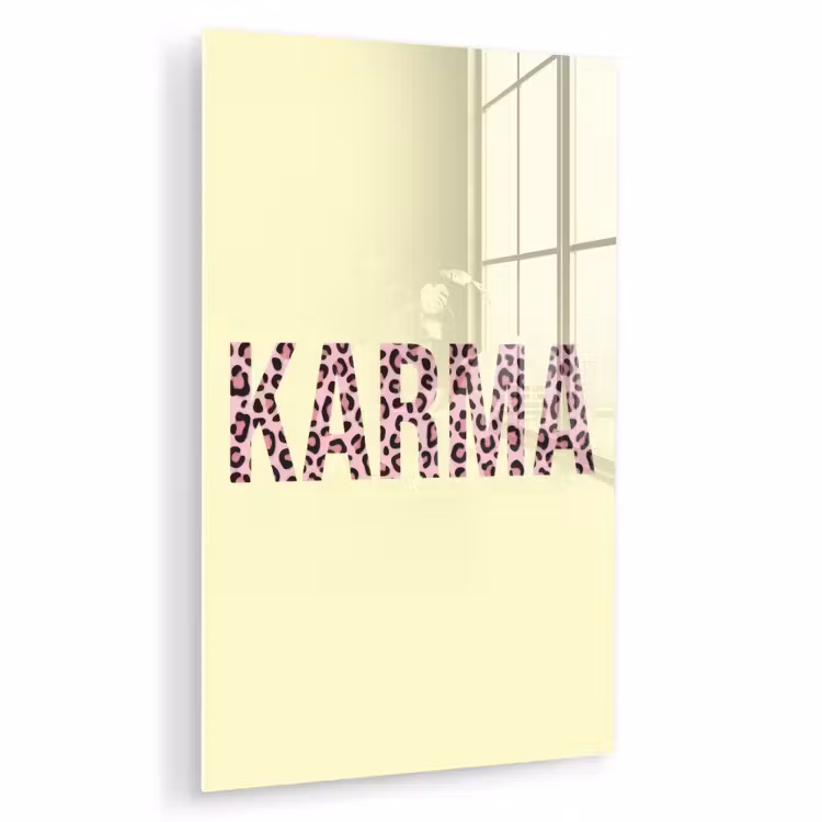Glas schilderij - Karma - Luipaardprint - Geel — 1