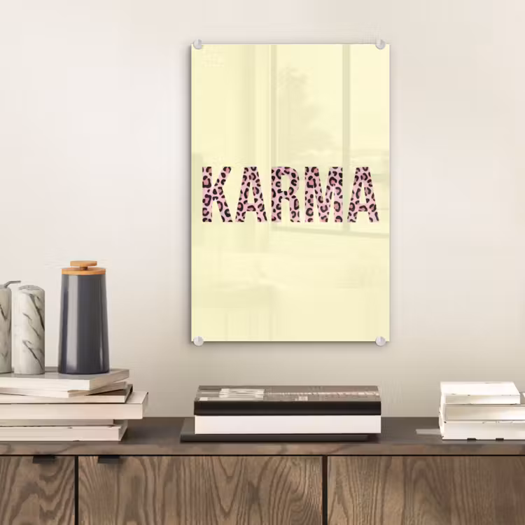 Glas schilderij - Karma - Luipaardprint - Geel — 2