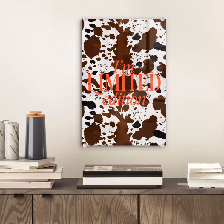 Glas schilderij - Koeienprint - Limited edition - Rood — 2