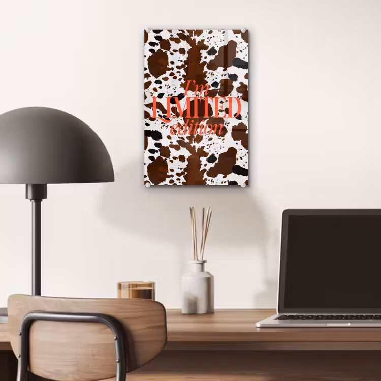 Glas schilderij - Koeienprint - Limited edition - Rood — 7