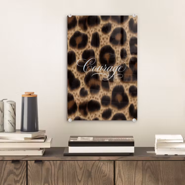 Glas schilderij - Luipaardprint - Bruin - Courage - Sierlijk — 2
