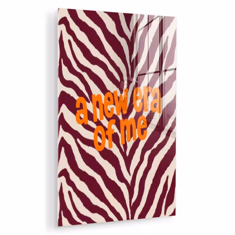 Glas schilderij - New era - Bordeaux - Zebraprint — 1