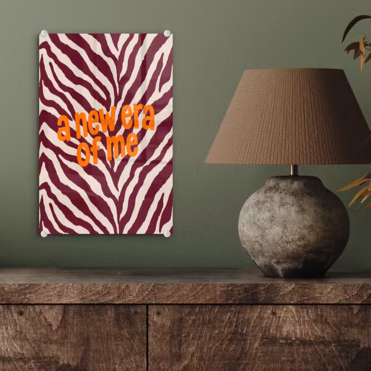 Glas schilderij - New era - Bordeaux - Zebraprint — 4