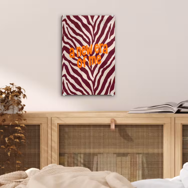 Glas schilderij - New era - Bordeaux - Zebraprint — 5