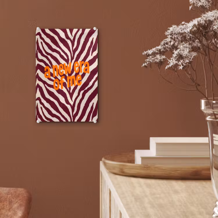Glas schilderij - New era - Bordeaux - Zebraprint — 6