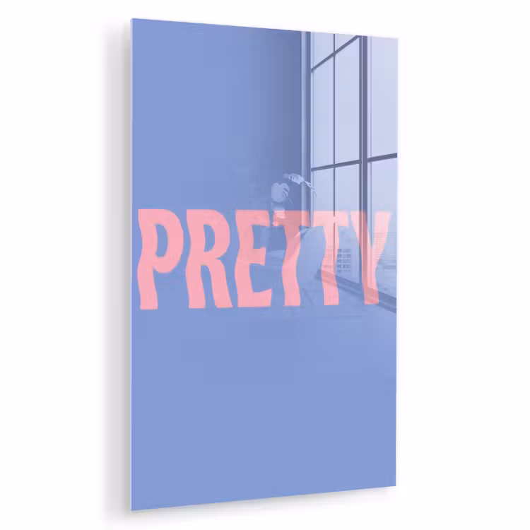 Glas schilderij - Pretty - Roze - Blauw - Golvend — 1