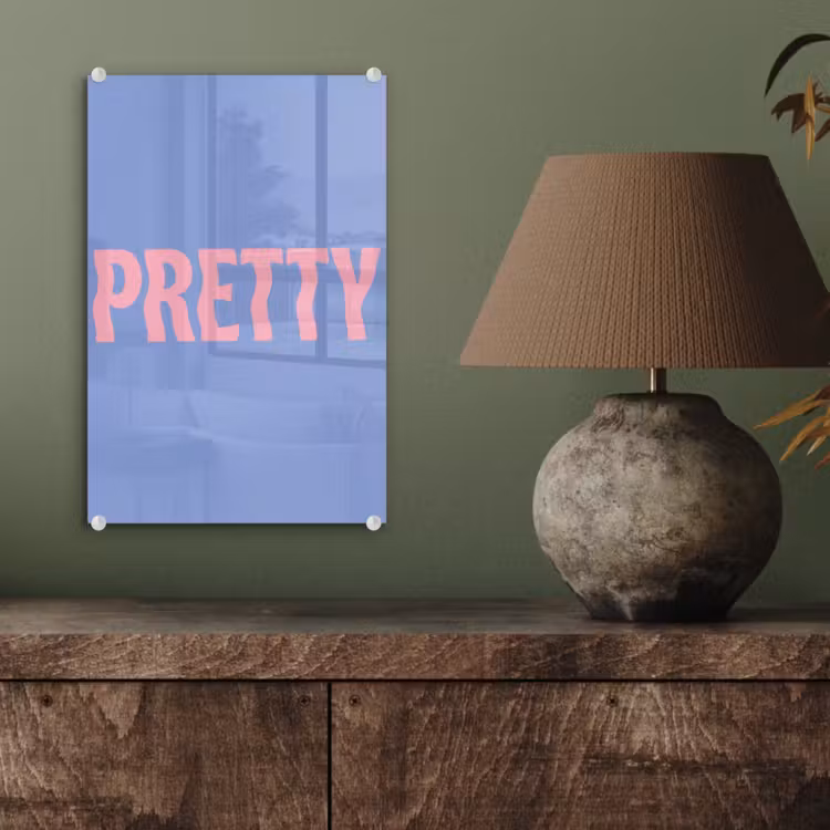 Glas schilderij - Pretty - Roze - Blauw - Golvend — 4