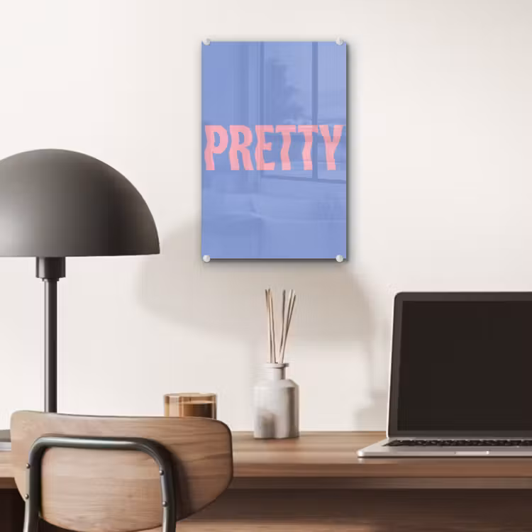 Glas schilderij - Pretty - Roze - Blauw - Golvend — 7