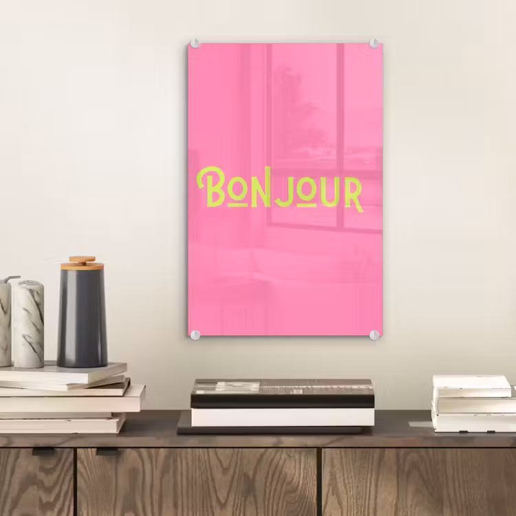 Glas schilderij - Roze - Groene Bonjour - art-deco — 2