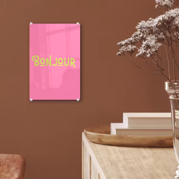 Glas schilderij - Roze - Groene Bonjour - art-deco — 6