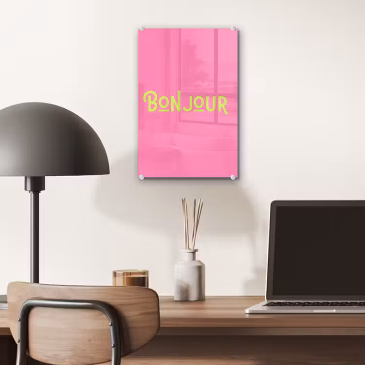 Glas schilderij - Roze - Groene Bonjour - art-deco — 7