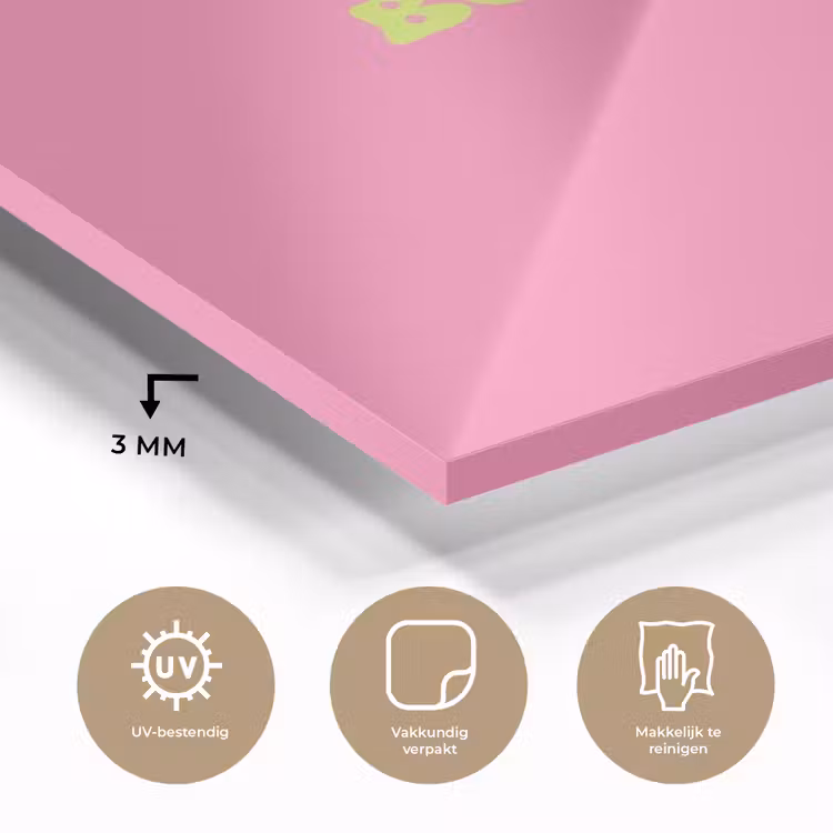 Glas schilderij - Roze - Groene bonjour - Organisch — 3