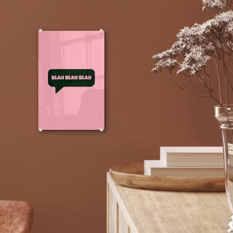 Glas schilderij - Roze - Tekstwolk - Groen - BLAH BLAH BLAH — 6