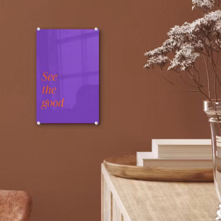 Glas schilderij - See the good - Oranje - Paars — 6