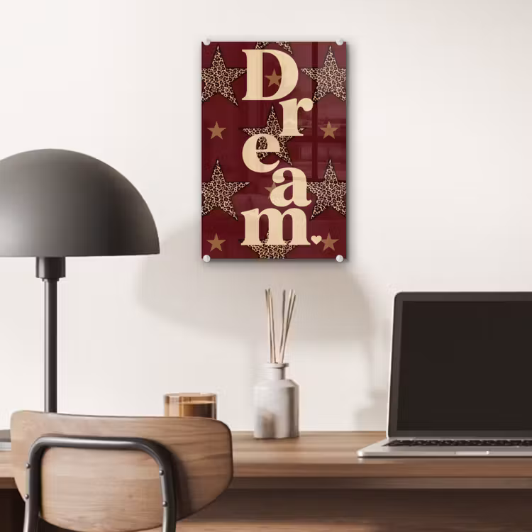 Glas schilderij - Sterren - Luipaardprint - Dream - Bordeaux — 7