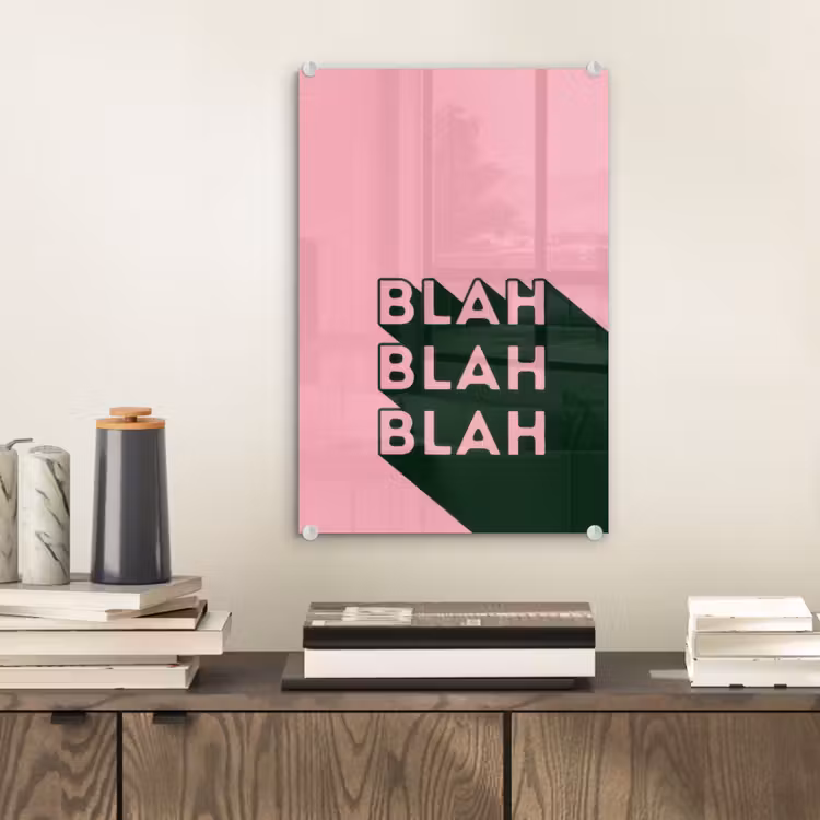 Glas schilderij - Tekst - Grafisch - Groen - Schaduw — 2