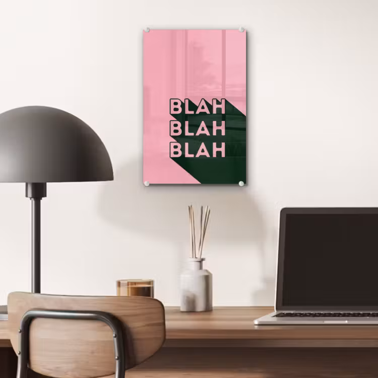 Glas schilderij - Tekst - Grafisch - Groen - Schaduw — 7