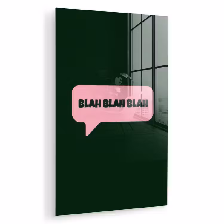 Glas schilderij - Tekstwolk - BLAH BLAH BLAH - Roze — 1