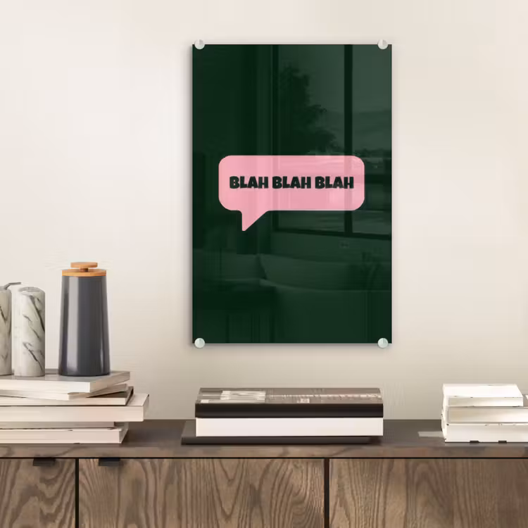 Glas schilderij - Tekstwolk - BLAH BLAH BLAH - Roze — 2