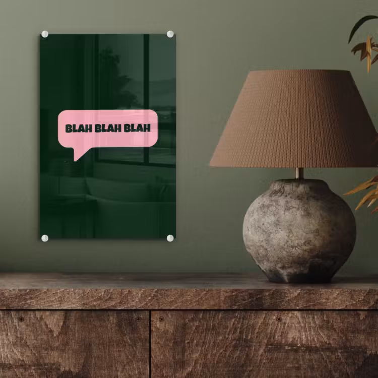 Glas schilderij - Tekstwolk - BLAH BLAH BLAH - Roze — 4