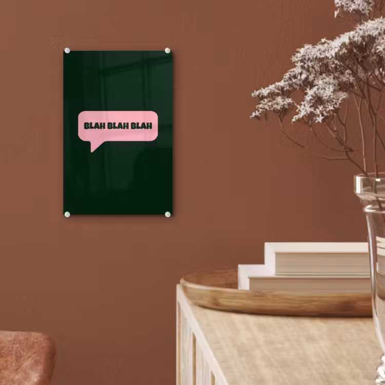 Glas schilderij - Tekstwolk - BLAH BLAH BLAH - Roze — 6