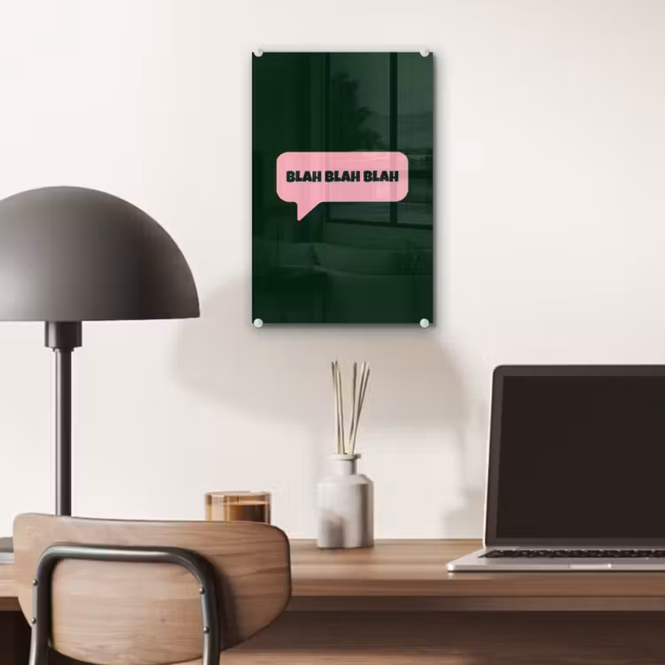 Glas schilderij - Tekstwolk - BLAH BLAH BLAH - Roze — 7