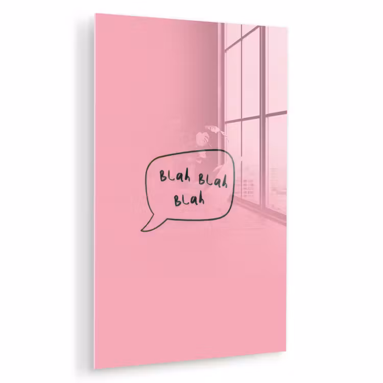 Glas schilderij - Tekstwolkje - BLAH BLAH BLAH - Roze — 1