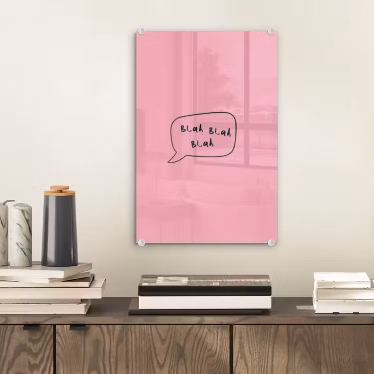 Glas schilderij - Tekstwolkje - BLAH BLAH BLAH - Roze — 2