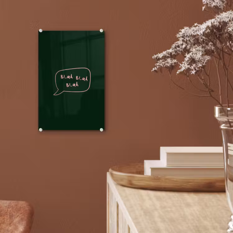 Glas schilderij - Tekstwolkje - Donkergroen - BLAH BLAH BLAH — 6
