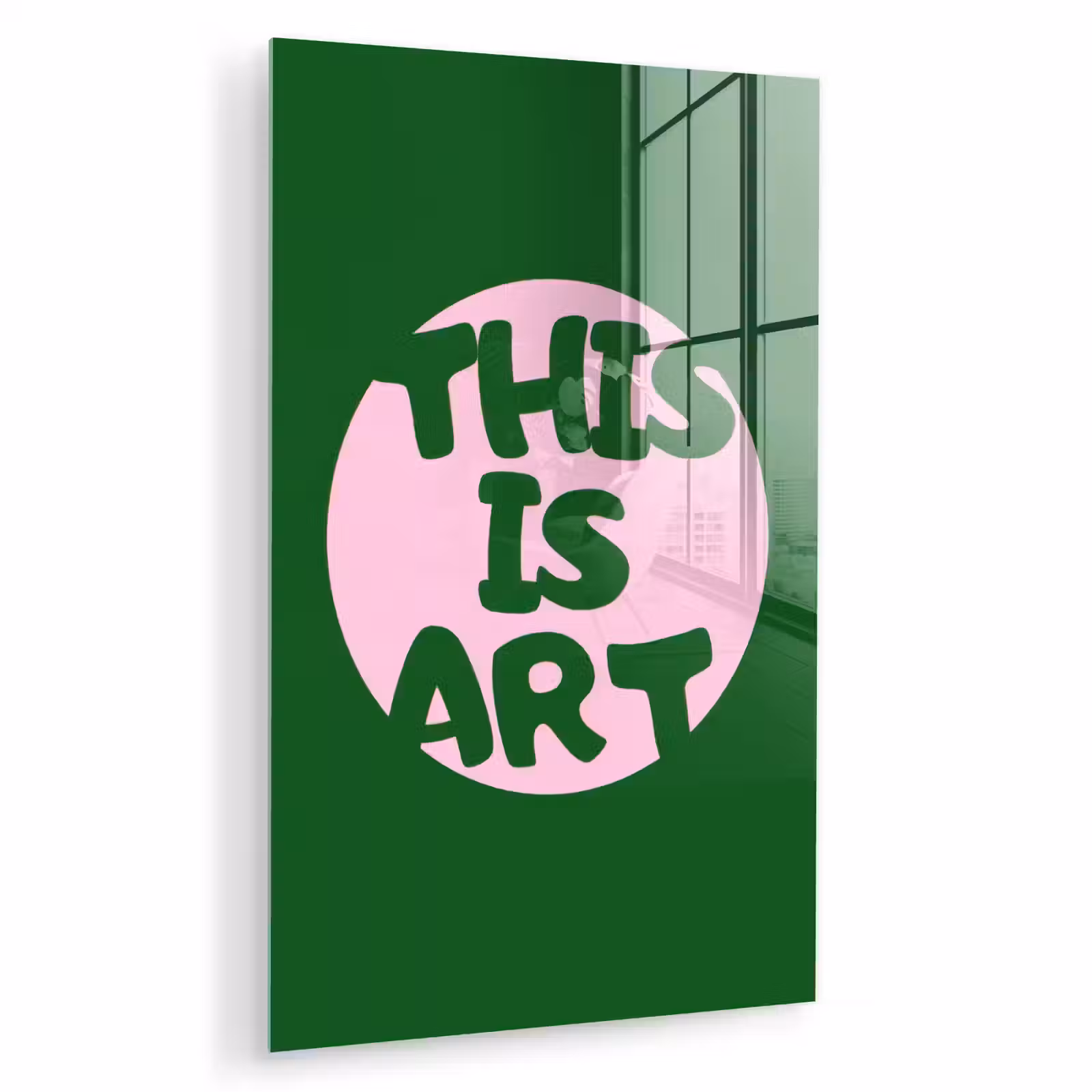 Glas schilderij - Cirkel - Roze - Tekst - Art — 1