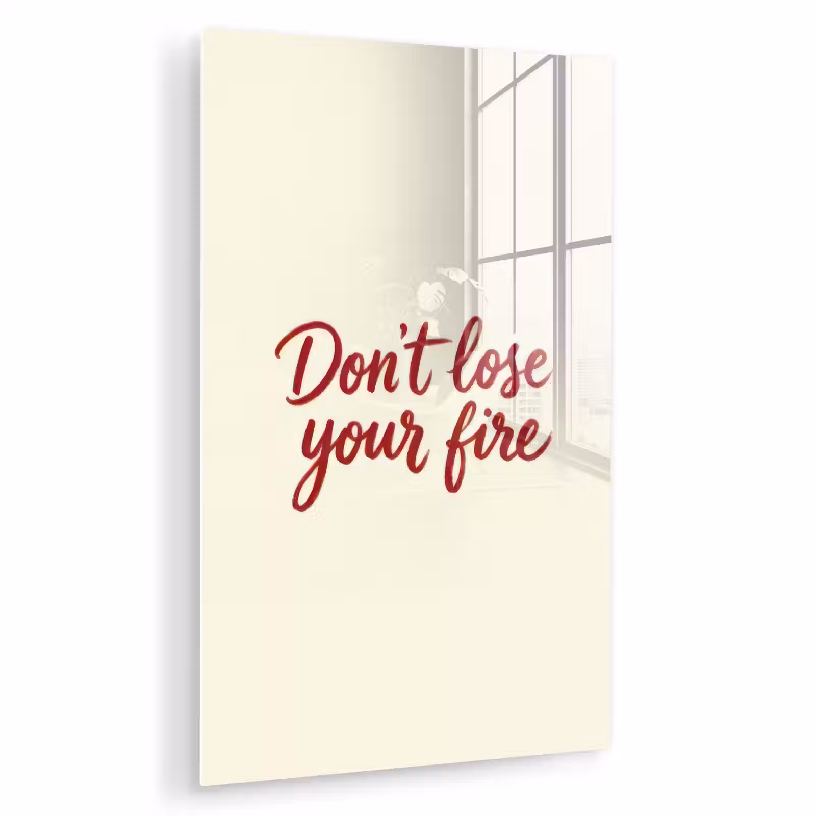 Glas schilderij - Don't lose your fire - Rood - Wit - Minimalistisch — 1