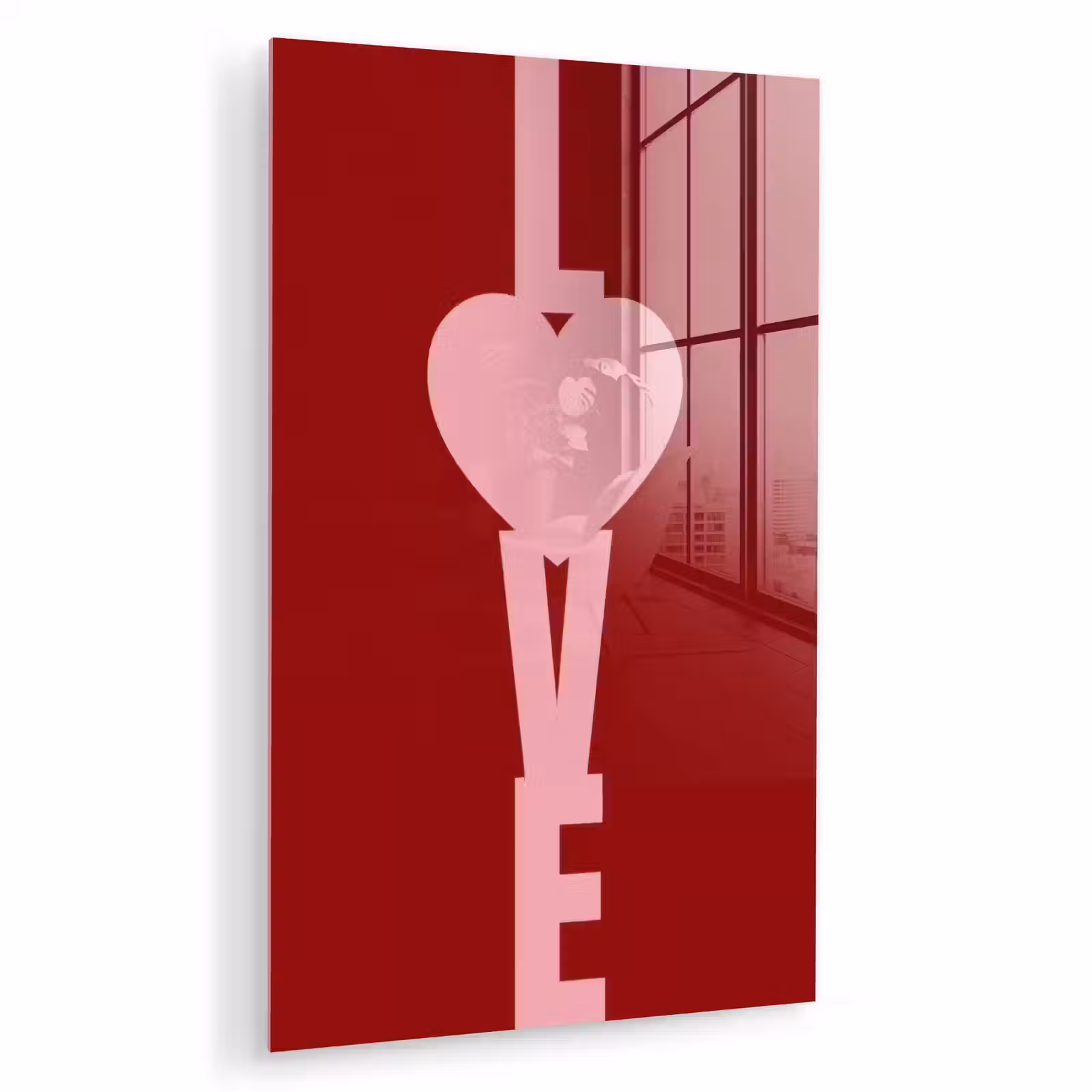 Glas schilderij - Love - Hart - Rood — 1