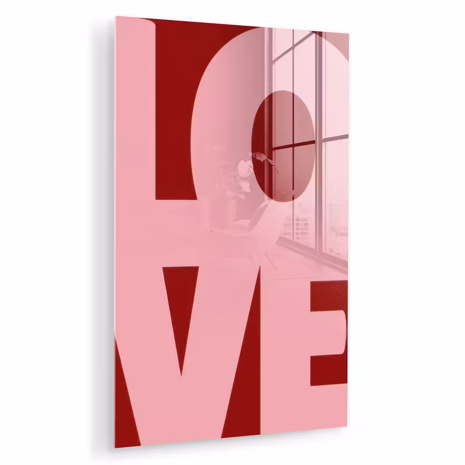 Glas schilderij - Love - Rood - Blokletters — 1