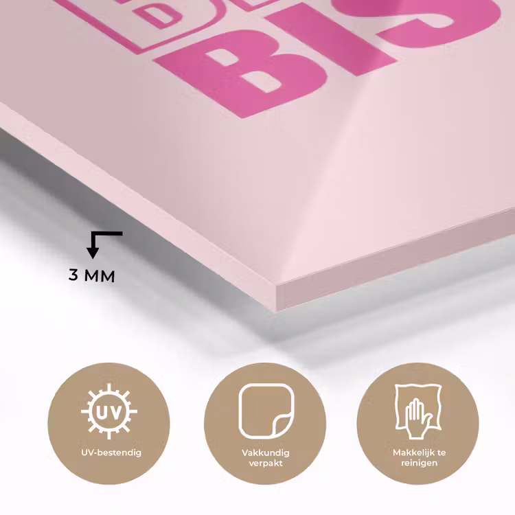 Glas schilderij - Bisou - Roze - Minimalistisch — 3