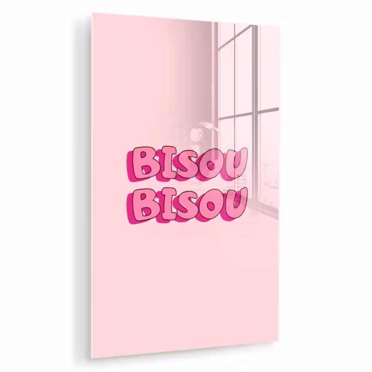 Glas schilderij - Bisou - Roze - Schaduw — 1