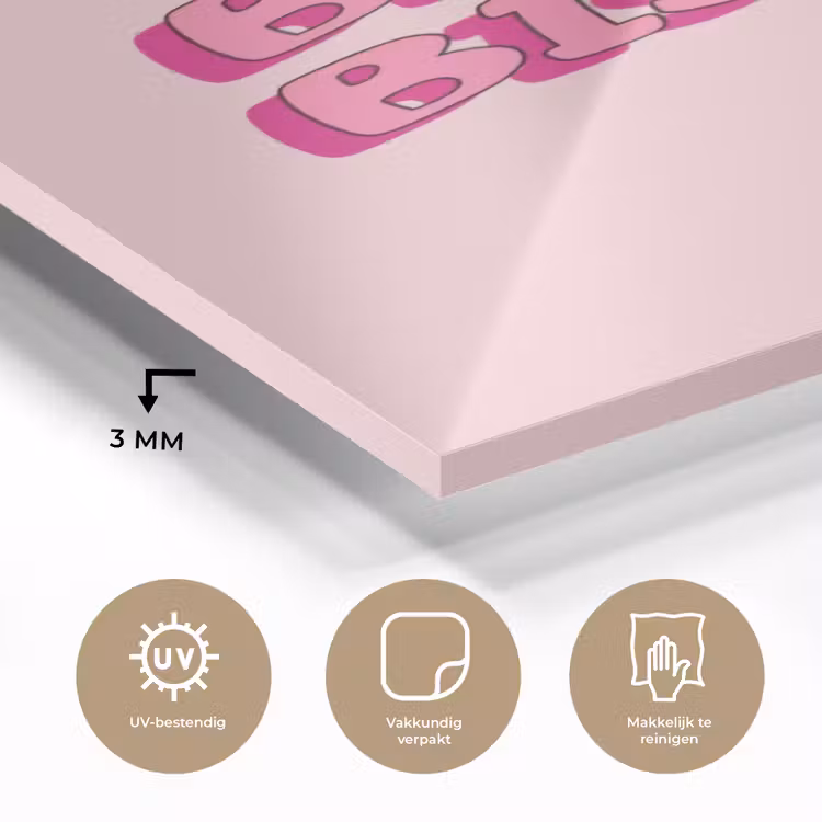 Glas schilderij - Bisou - Roze - Schaduw — 3