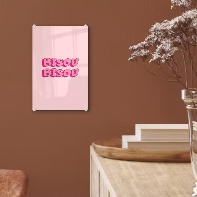 Glas schilderij - Bisou - Roze - Schaduw — 6