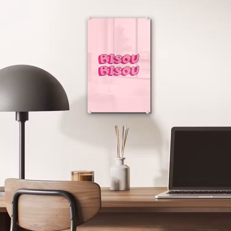 Glas schilderij - Bisou - Roze - Schaduw — 7
