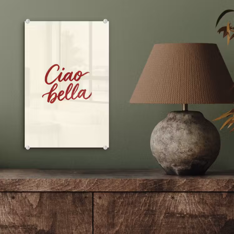Glas schilderij - Ciao bella - Rood - Wit - Minimalistisch — 4