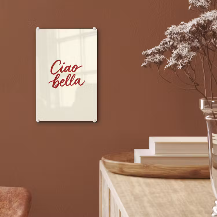 Glas schilderij - Ciao bella - Rood - Wit - Minimalistisch — 6