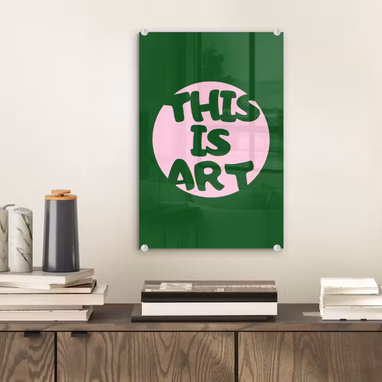 Glas schilderij - Cirkel - Roze - Tekst - Art — 2