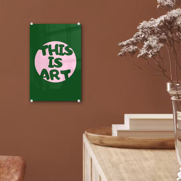 Glas schilderij - Cirkel - Roze - Tekst - Art — 6