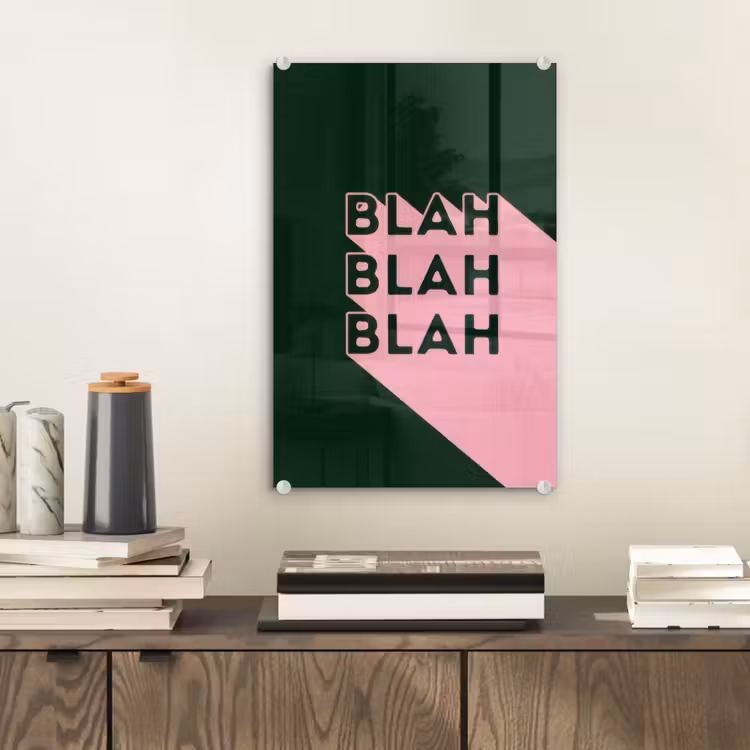 Glas schilderij - Donkergroen - Tekst - Schaduw - Grafisch — 2