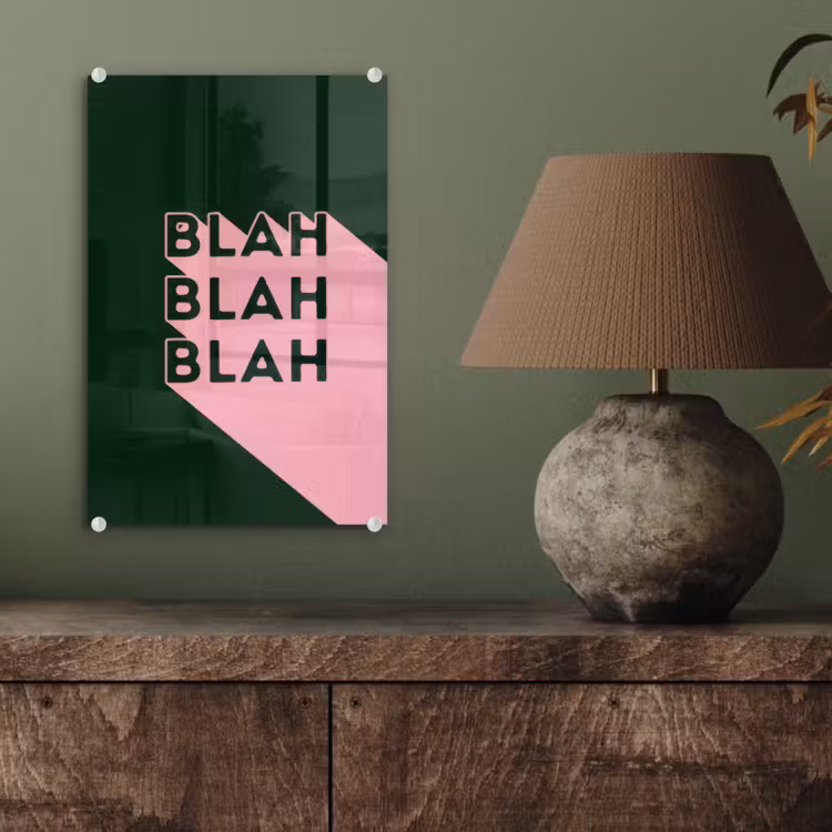 Glas schilderij - Donkergroen - Tekst - Schaduw - Grafisch — 4