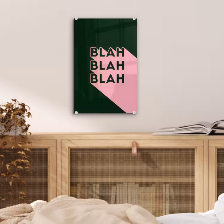 Glas schilderij - Donkergroen - Tekst - Schaduw - Grafisch — 5