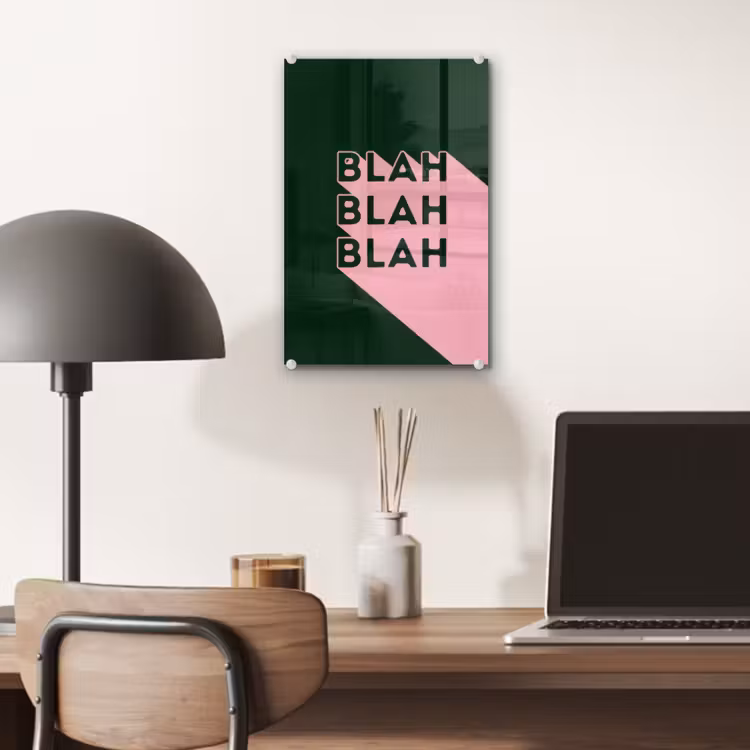 Glas schilderij - Donkergroen - Tekst - Schaduw - Grafisch — 7
