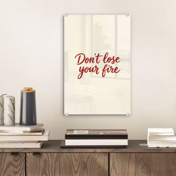 Glas schilderij - Don't lose your fire - Rood - Wit - Minimalistisch — 2